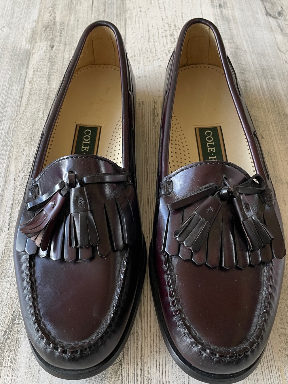 Cole Haan Men’s Dark Brown Leather Tassel Kiltie Loafers